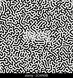 Abstract organic background, natural maze labyrinth, reaction diffusion pattern. Seamless vector pattern. Black and white abstraction. Monochrome back Stock Vector