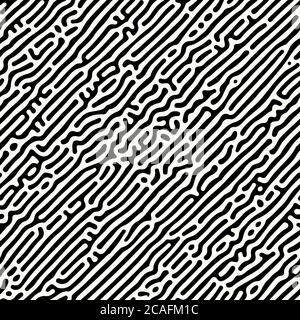 Abstract organic background, natural maze labyrinth, reaction diffusion pattern. Seamless vector pattern. Black and white abstraction. Monochrome back Stock Vector