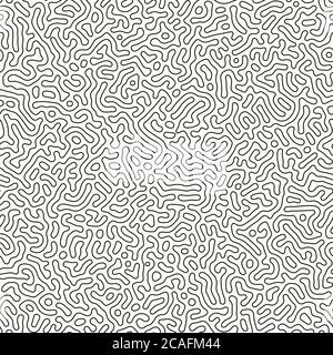 Abstract organic background, natural maze labyrinth, reaction diffusion pattern. Seamless vector pattern. Black and white abstraction. Monochrome back Stock Vector