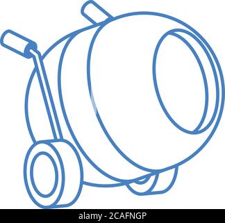 isometric repair construction concrete mixer work tool and equipment linear style icon design vector illustration Stock Vector