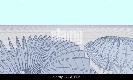 Abstract technology background with gears or cog wheels scheme or blueprint in perspective view Stock Vector