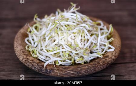 Mung Bean Sprouts Or Tauge On Wood Background Stock Photo Alamy