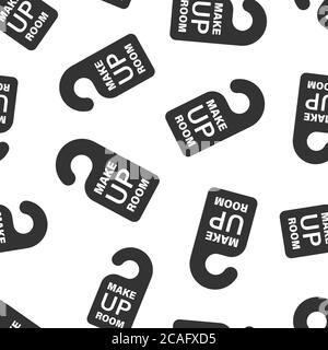 Make up room hotel sign icon in flat style. Inn vector illustration on white isolated background. Hostel clean seamless pattern business concept. Stock Vector