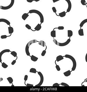Helpdesk icon in flat style. Headphone vector illustration on white isolated background. Chat operator seamless pattern business concept. Stock Vector