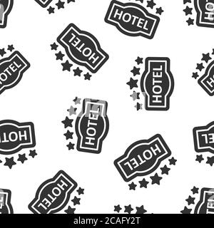 Hotel 5 stars sign icon in flat style. Inn vector illustration on white isolated background. Hostel room information seamless pattern business concept Stock Vector