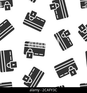Credit card protection icon in flat style. Safe shopping vector illustration on white isolated background. Commercial padlock seamless pattern busines Stock Vector
