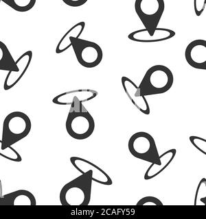 Map pin icon in flat style. gps navigation vector illustration on white isolated background. Locate position seamless pattern business concept. Stock Vector