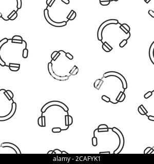 Helpdesk icon in flat style. Headphone vector illustration on white isolated background. Chat operator seamless pattern business concept. Stock Vector
