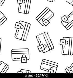 Credit card protection icon in flat style. Safe shopping vector illustration on white isolated background. Commercial padlock seamless pattern busines Stock Vector