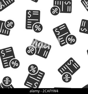 Tax payment icon in flat style. Budget invoice vector illustration on white isolated background. Calculate document seamless pattern business concept. Stock Vector