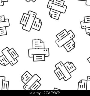 Office printer icon in flat style. Fax vector illustration on white isolated background. Text printout seamless pattern business concept. Stock Vector