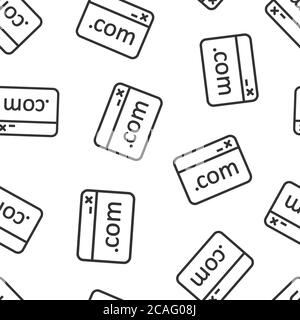 Website domain icon in flat style. Com internet address vector illustration on white isolated background. Server seamless pattern business concept. Stock Vector