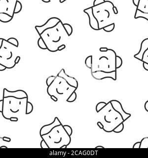 Helpdesk icon in flat style. Headphone vector illustration on white isolated background. Chat operator seamless pattern business concept. Stock Vector