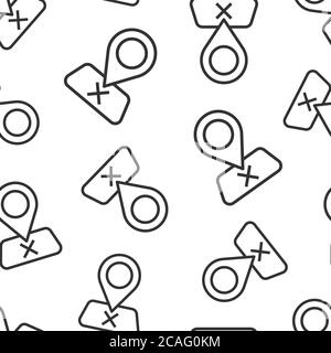 Map pin icon in flat style. gps navigation vector illustration on white isolated background. Locate position seamless pattern business concept. Stock Vector