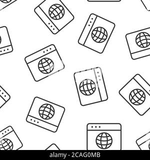Website domain icon in flat style. Global internet address vector illustration on white isolated background. Server seamless pattern business concept. Stock Vector