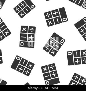 Calculator icon in flat style. Calculate vector illustration on white isolated background. Calculation seamless pattern business concept. Stock Vector