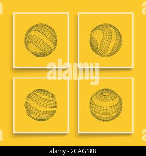 Sphere with Connected Lines and Dots. Textbook, booklet or notebook mockup. Business brochure. Cover design template. Vector Illustration. Stock Vector