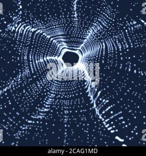 Space vortex. Black hole made from Flying Particles. Abstract Background. 3D Vector Illustration. Stock Vector