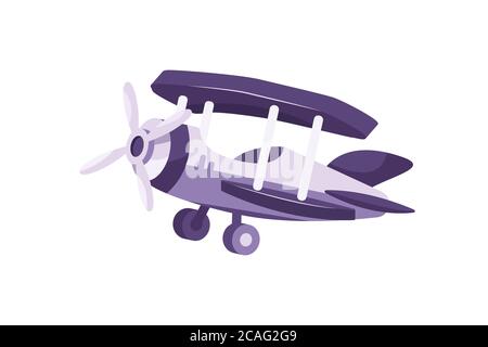 Vintage flying plane from front in flat style. Stock Vector
