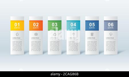 6 data infographics tab paper index template. Vector illustration abstract background. Can be used for workflow layout, business step, banner, web des Stock Vector