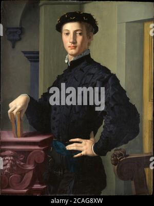 Portrait of a Young Man 1530s painting by Bronzino ( Agnolo di Cosimo du Mariano) Stock Photo