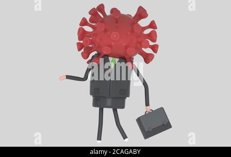 Infected business man by virus. Covid19. Isolated. 3d illustration. Stock Photo