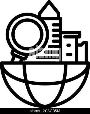 Global search restructuring icon, outline style Stock Vector