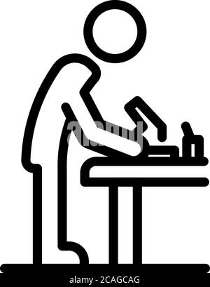 Inclusive education carpenter work icon, outline style Stock Vector