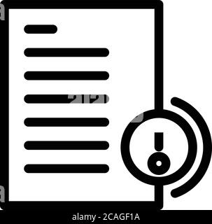 Secured document icon, outline style Stock Vector