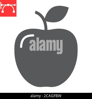 Apple glyph icon, fruit and health, apple sign vector graphics, editable stroke solid icon, eps 10. Stock Vector