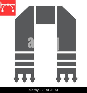 Hebrew tallit glyph icon, rosh hashanah and hanukkah, jewish tallit sign vector graphics, editable stroke solid icon, eps 10. Stock Vector