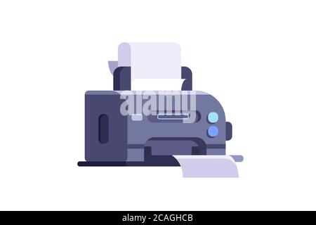 Printing modern printer with sheets of paper in flat style Stock Vector