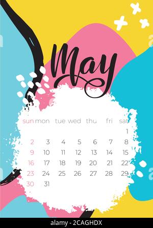 Vector illustration May calendar 2021 for concept design Stock Vector