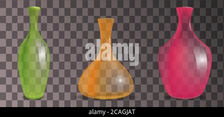 Set of transparent decorative vases of different shapes. Vector element for your creativity Stock Vector