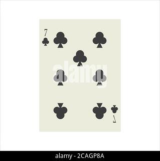 Number seven of clubs playing card for web and mobile design isolated on a white background Stock Photo