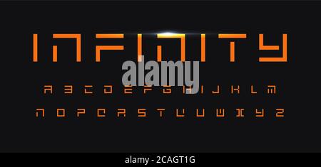 Geometric letters set. Futuristic technology vector latin alphabet. Minimal style font. Square geometrical ABC, architecture monogram and poster Stock Vector