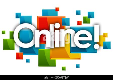 online word in rectangles and white background Stock Photo