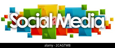 SOCIAL MEDIA word in rectangles background Stock Photo