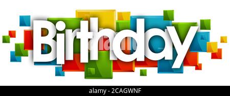 birthday word in rectangles background Stock Photo