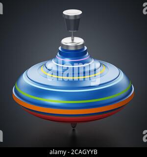 Whirling toy on dark background. 3D illustration. Stock Photo