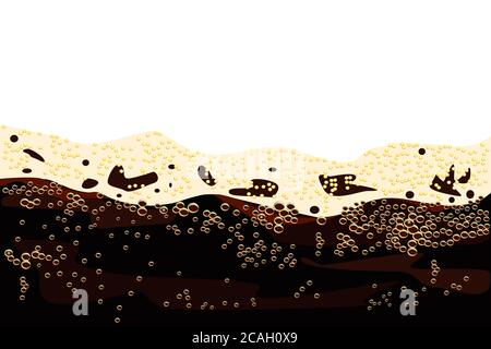 Dark beer texture. Background dark beer with foam and bubbles isolated on white background. Oktoberfest banner, ad template. Stock vector illustration Stock Vector
