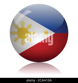 Philippine flag glass ball on light mirror surface vector illustration Stock Vector