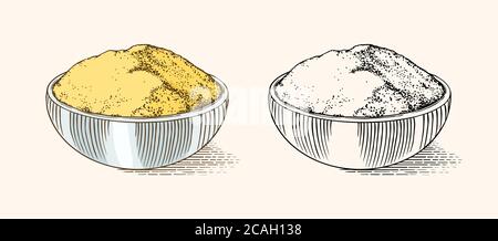 Ginger root spice, Chopped rhizome, Fresh plant ingredient. Vector Engraved hand drawn sketch. Pieces of ingredient set. Detox spice.  Stock Vector