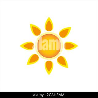 Illustration of a yellow sun icon for mobile or web design isolated on a white background Stock Photo