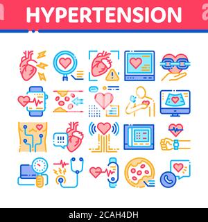 Hypertension Disease Collection Icons Set Vector Stock Vector