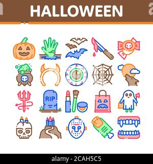 Halloween Celebration Collection Icons Set Vector Stock Vector
