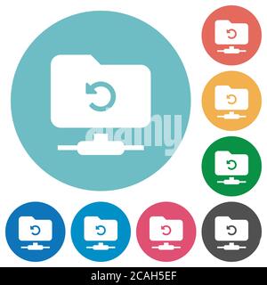 FTP undo flat white icons on round color backgrounds Stock Vector