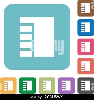 Vertical tabbed layout active white flat icons on color rounded square backgrounds Stock Vector