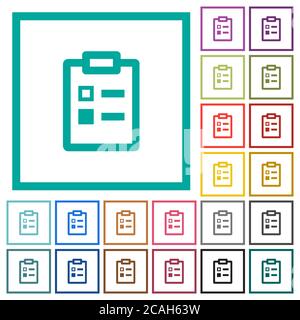 Survey flat color icons with quadrant frames on white background Stock Vector