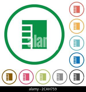 Vertical tabbed layout active flat color icons in round outlines on white background Stock Vector